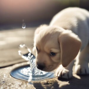 puppy drinking water